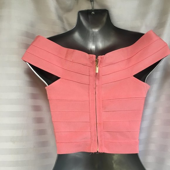 YaYa & Co Formal Coral Pink Top Strapless Grad Prom Zipper Sz Med Fitted Stretch - Picture 8 of 14